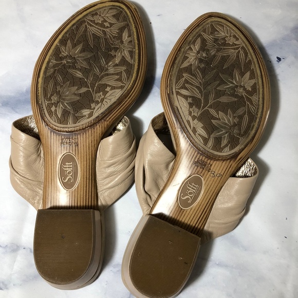 Sofft Brescia Nude Tan Block Heel Leather Sandals - Picture 8 of 8